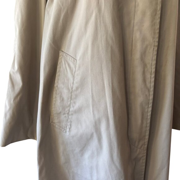 Gleneagles women's Vintage classic long tan trench coat hidden buttons sz 14P - Picture 2 of 14